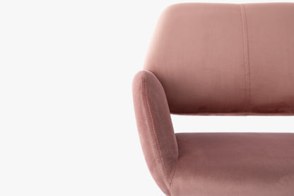 Pink Upholstered Velvet Open Back Dining Chair