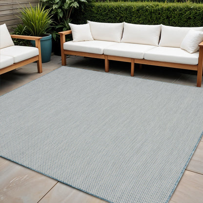 8' Blue Square Geometric Power Loom Area Rug