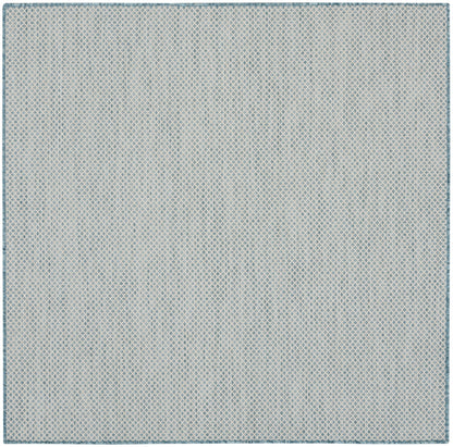 5' Blue Square Geometric Power Loom Area Rug