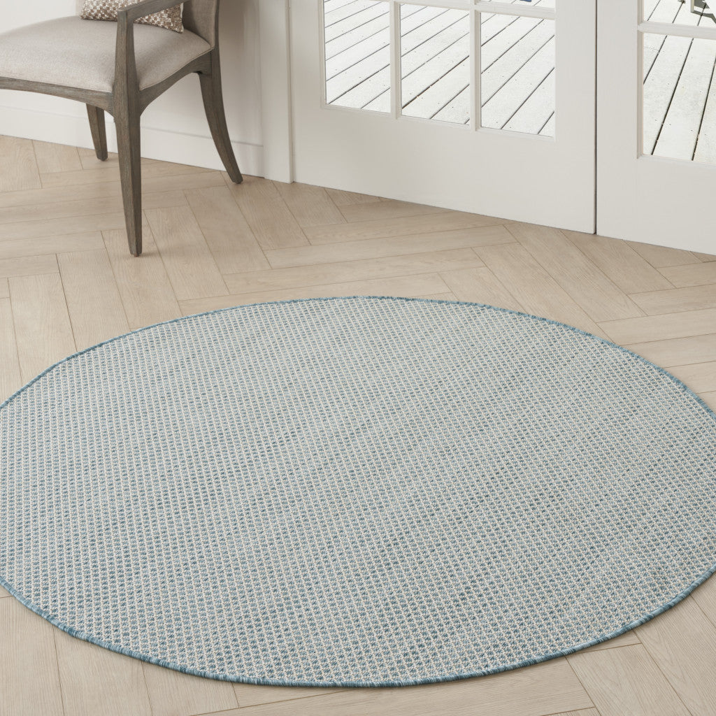 4' Blue Round Geometric Power Loom Area Rug