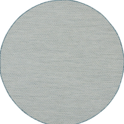 5' Blue Round Geometric Power Loom Area Rug