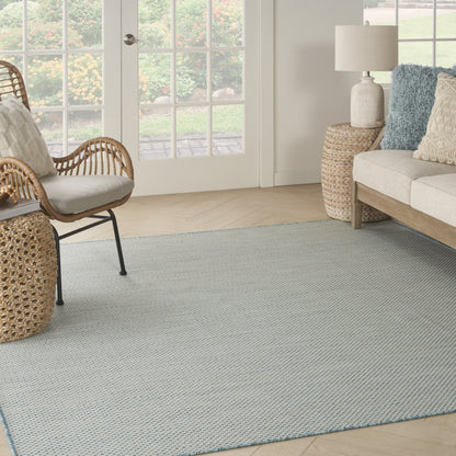 6' Blue Square Geometric Power Loom Area Rug