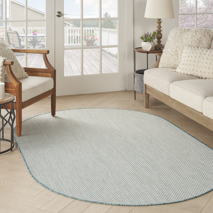 5' X 8' Blue Geometric Power Loom Area Rug