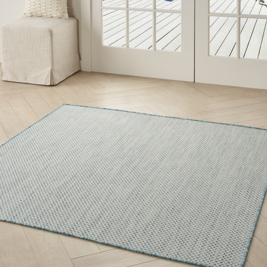 4' Blue Square Geometric Power Loom Area Rug