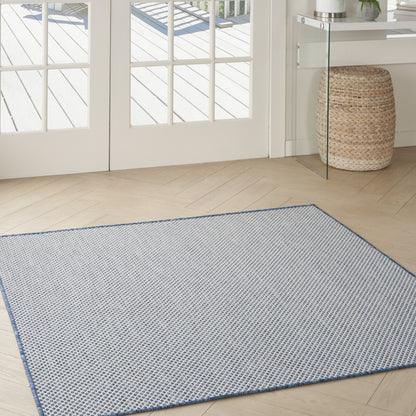 5' Bone Square Geometric Power Loom Area Rug