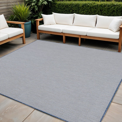 8' Blue Square Geometric Power Loom Area Rug