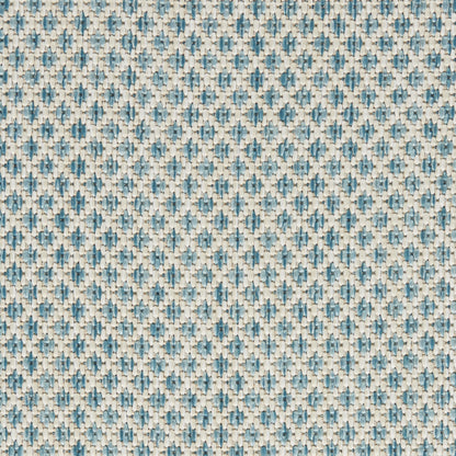 7' X 10' Aqua Geometric Power Loom Area Rug