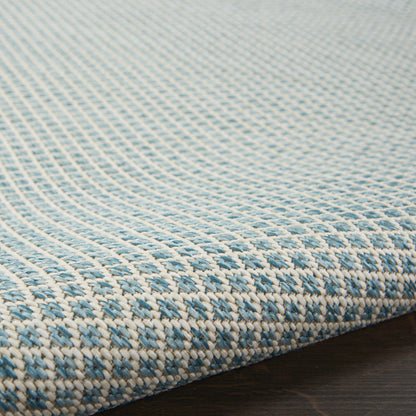 7' X 10' Aqua Geometric Power Loom Area Rug