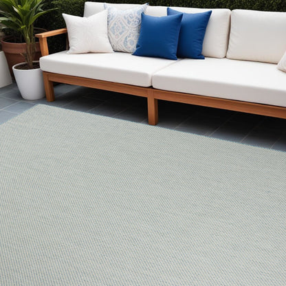 7' X 10' Aqua Geometric Power Loom Area Rug