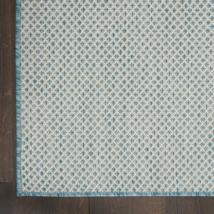 7' X 10' Aqua Geometric Power Loom Area Rug