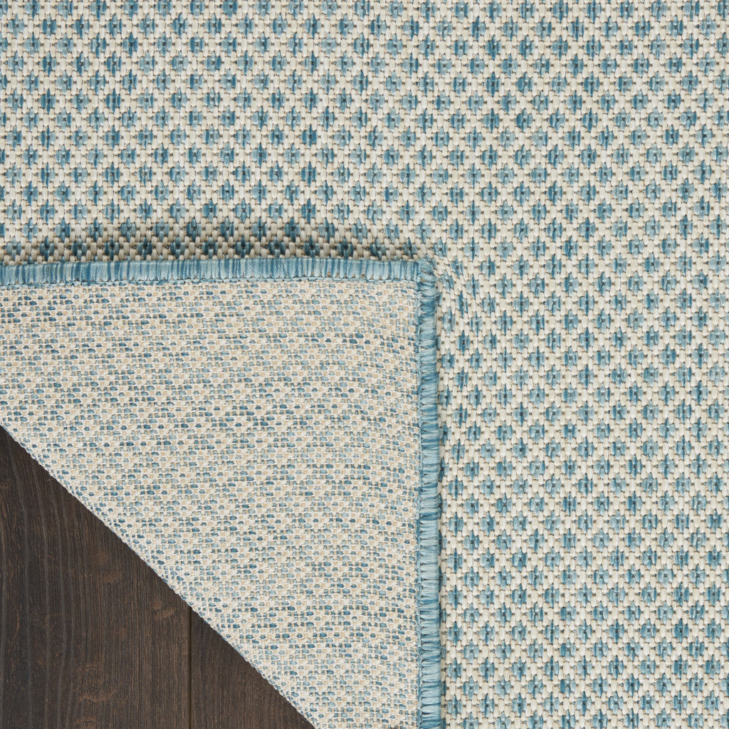 5' X 7' Aqua Geometric Power Loom Area Rug