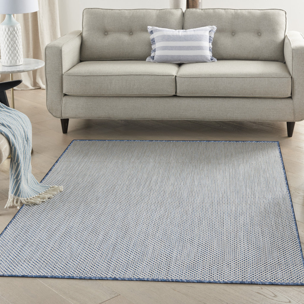 5' X 7' Blue Geometric Power Loom Area Rug