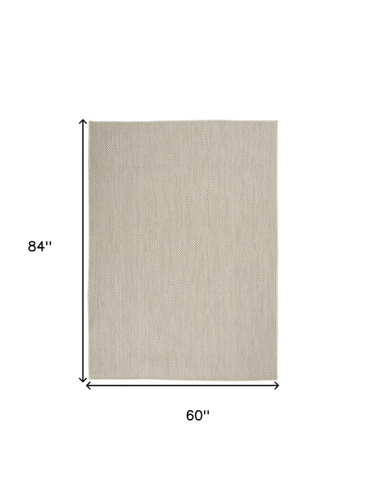 5' X 7' Ivory Geometric Power Loom Area Rug