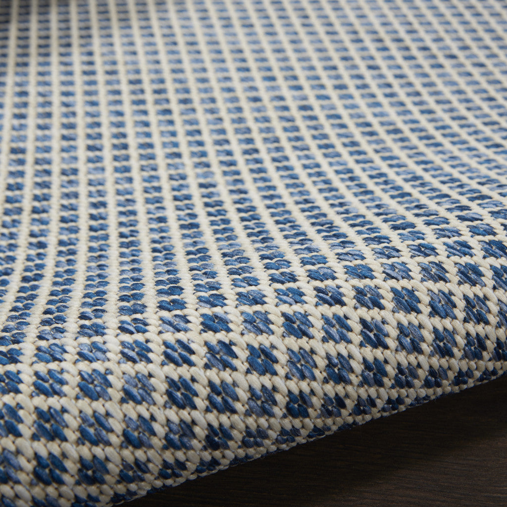 7' X 10' Blue Geometric Power Loom Area Rug