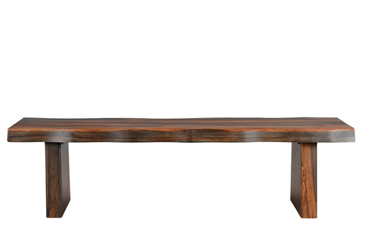 68" Dark Brown Solid Wood Dining Bench