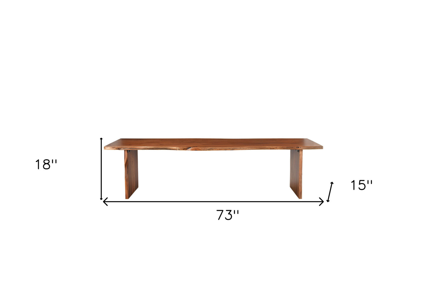 73" Brown Solid Wood Dining Bench