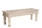 58" White Floral Distressed Solid Wood Dining Bench