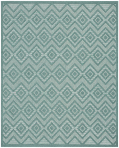 8' X 10' Aqua Geometric Flatweave Area Rug