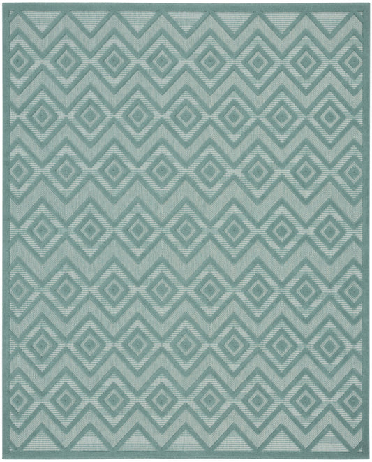 8' X 10' Aqua Geometric Flatweave Area Rug