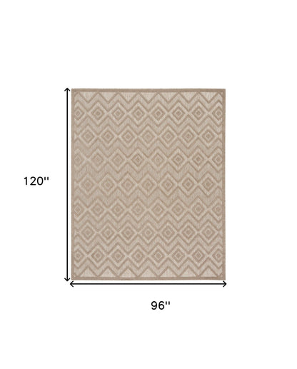 8' X 10' Beige Geometric Flatweave Area Rug