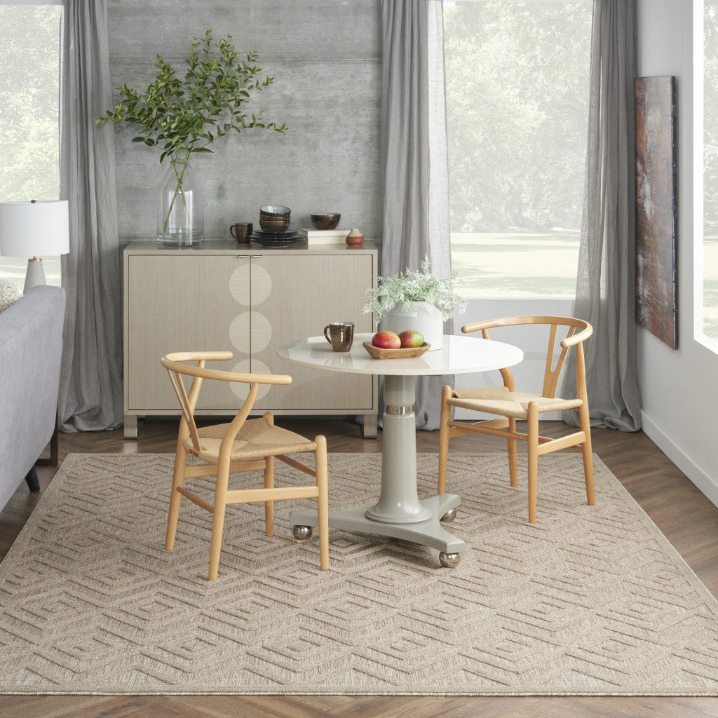 8' X 10' Beige Geometric Flatweave Area Rug