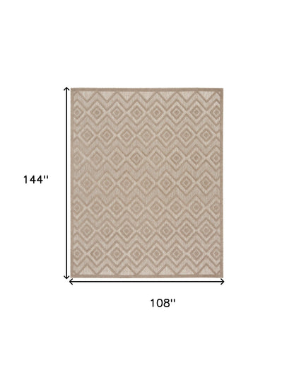 9' X 12' Beige Geometric Flatweave Area Rug