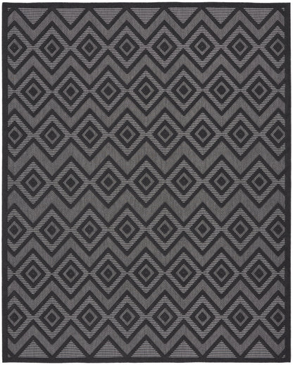 9' X 12' Black Geometric Flatweave Area Rug