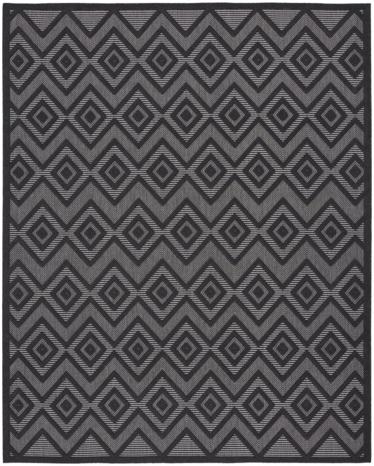 9' X 12' Black Geometric Flatweave Area Rug