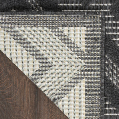 8' X 10' Black Geometric Flatweave Area Rug