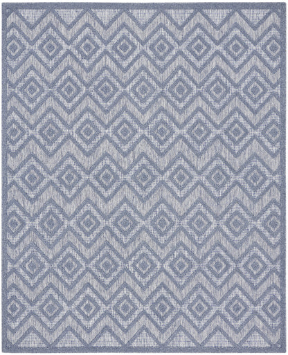 8' X 10' Blue Geometric Flatweave Area Rug