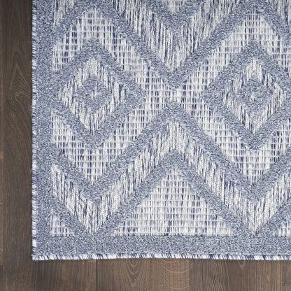 8' X 10' Blue Geometric Flatweave Area Rug