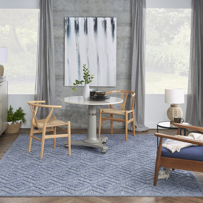 8' X 10' Blue Geometric Flatweave Area Rug