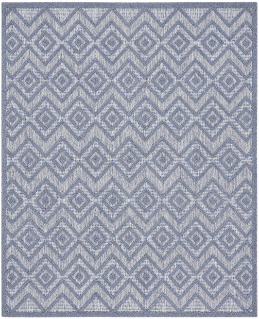 7' X 10' Blue Geometric Flatweave Area Rug