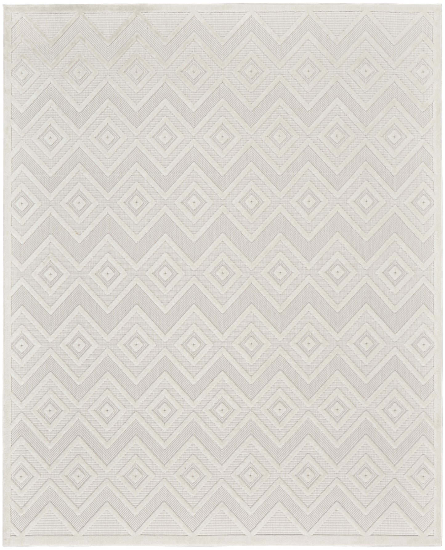 7' X 10' Cream Geometric Flatweave Area Rug