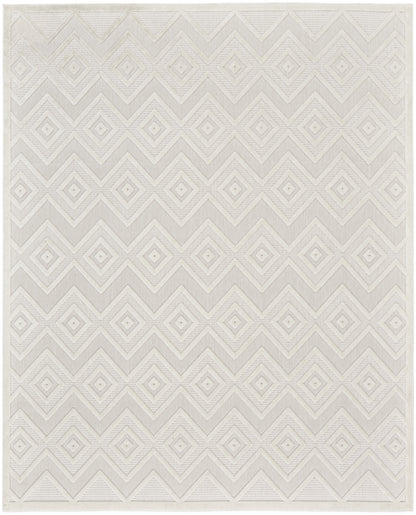 7' X 10' Cream Geometric Flatweave Area Rug