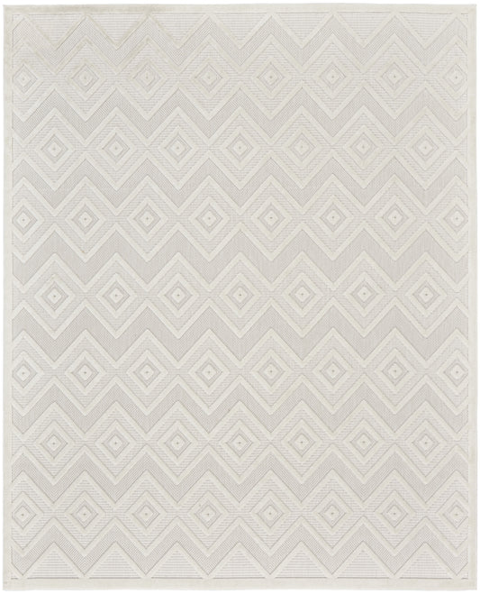 7' X 10' Cream Geometric Flatweave Area Rug