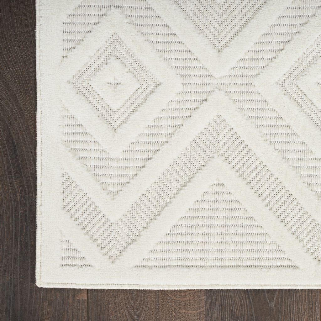 7' X 10' Cream Geometric Flatweave Area Rug