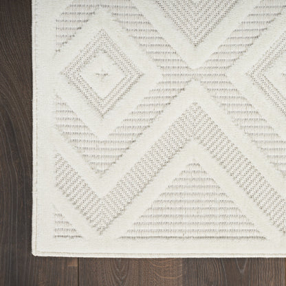 8' X 10' Cream Geometric Flatweave Area Rug