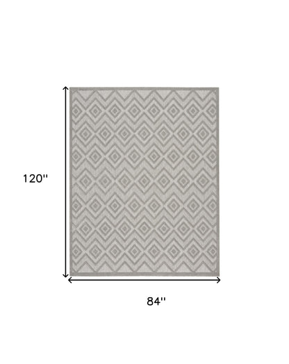 7' X 10' Gray Geometric Flatweave Area Rug