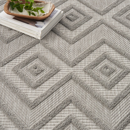 8' X 10' Gray Geometric Flatweave Area Rug