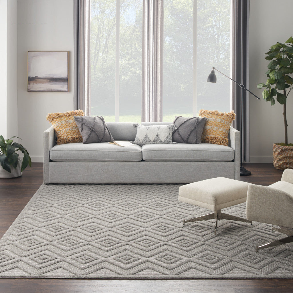 9' X 12' Gray Geometric Flatweave Area Rug