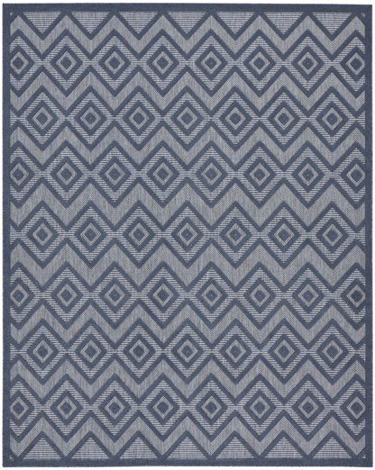 7' X 10' Navy Blue Geometric Flatweave Area Rug