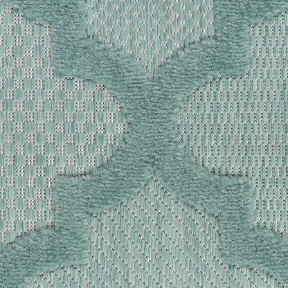 8' X 10' Aqua Geometric Flatweave Area Rug