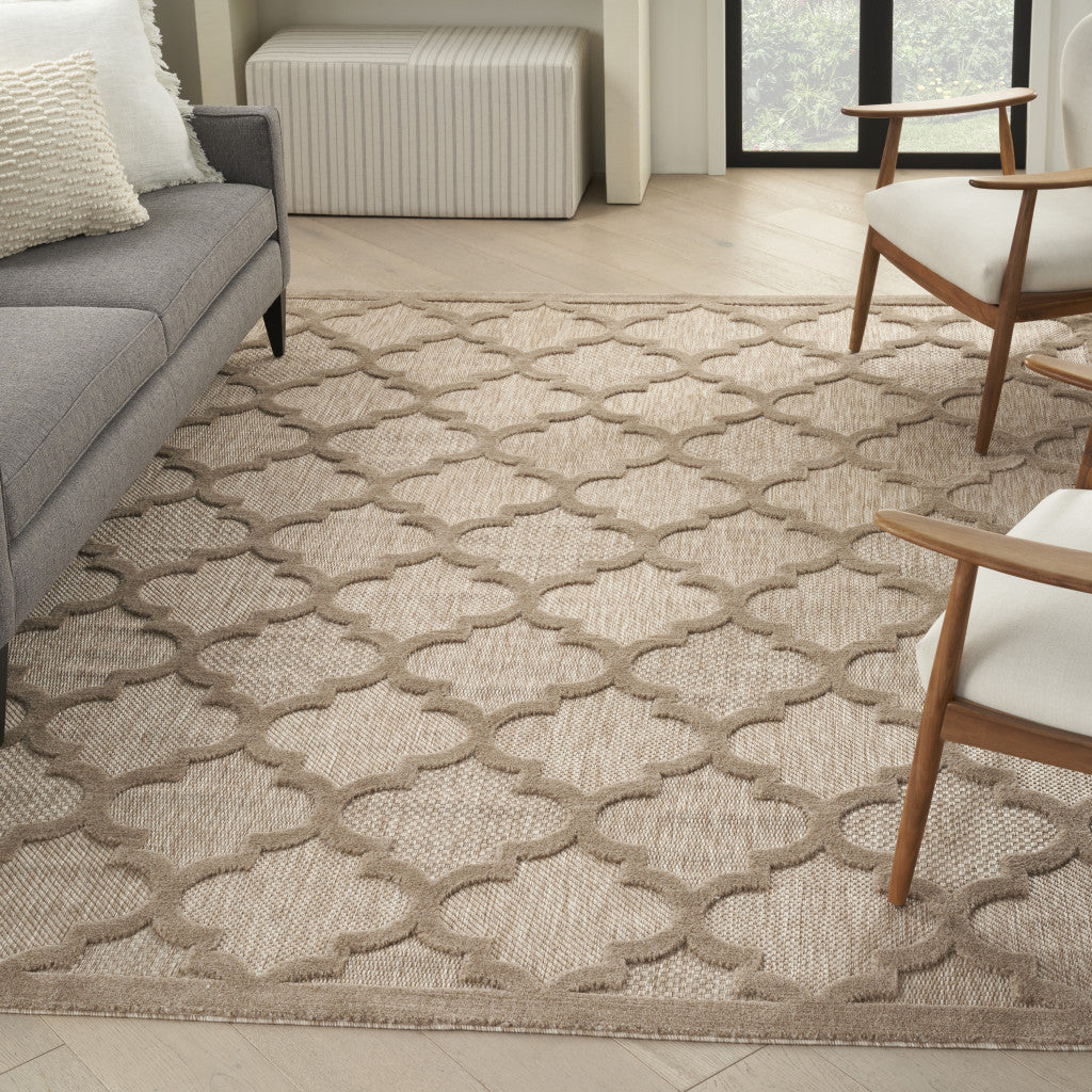 8' X 10' Beige Geometric Flatweave Area Rug