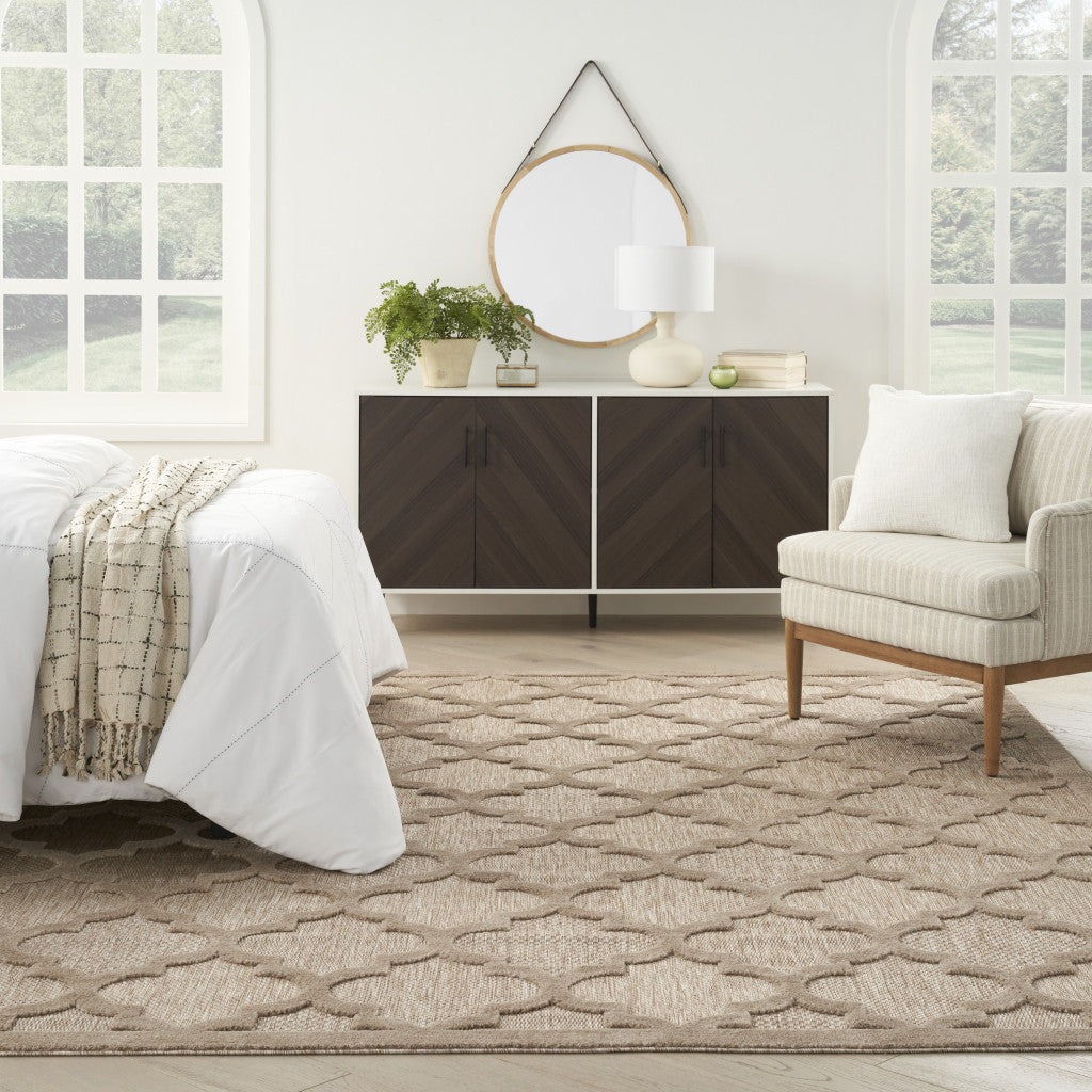 8' X 10' Beige Geometric Flatweave Area Rug