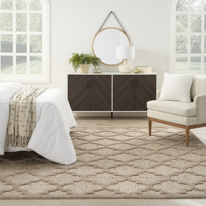 8' X 10' Beige Geometric Flatweave Area Rug