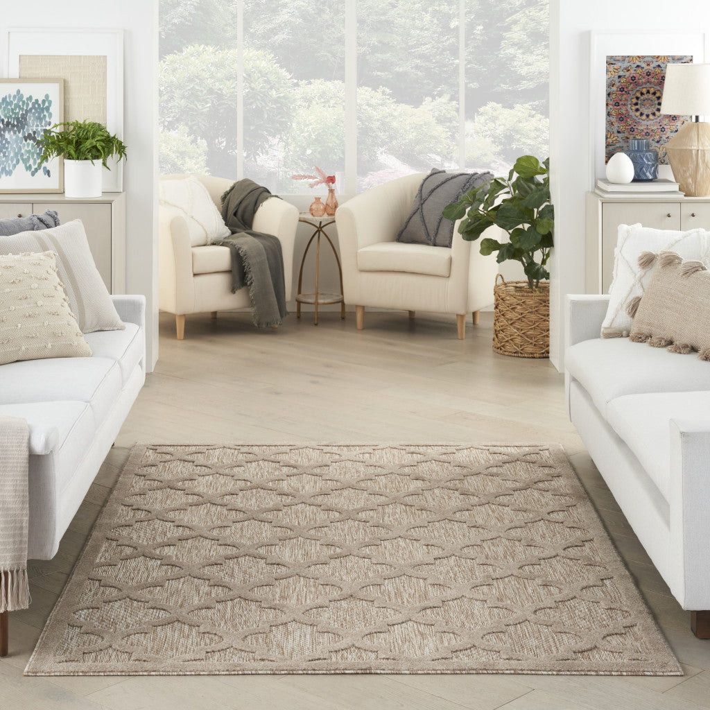 6' X 9' Beige Geometric Flatweave Area Rug