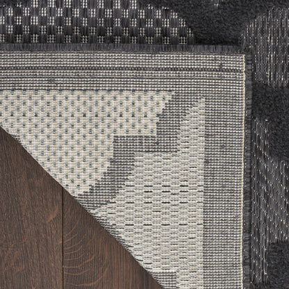 6' X 9' Black Geometric Flatweave Area Rug