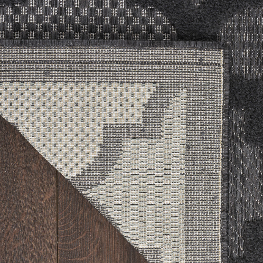 8' X 10' Black Geometric Flatweave Area Rug