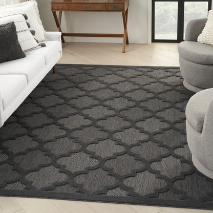 8' X 10' Black Geometric Flatweave Area Rug